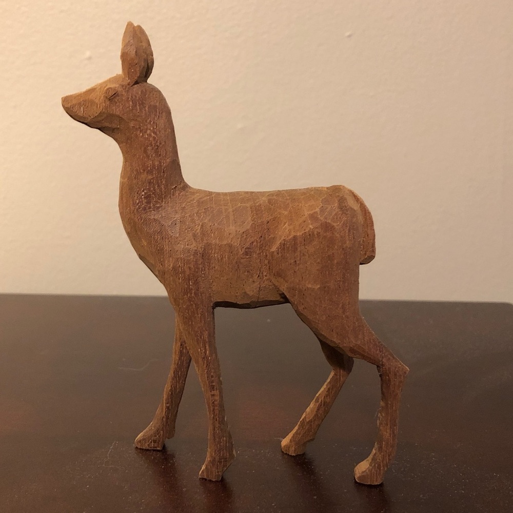 Vintage Hand Carved Wooden Deer or Fawn